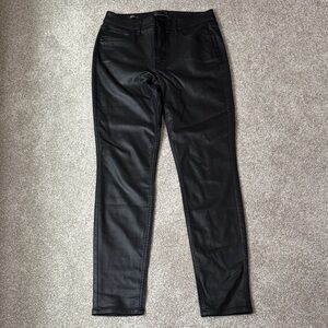 WHBM faux leather coated jeans pants high rise skinny black 8
